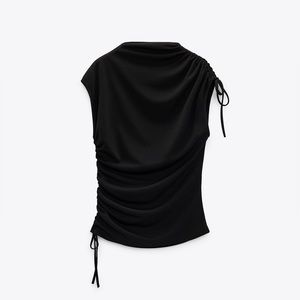 NWT ZARA draped top black L